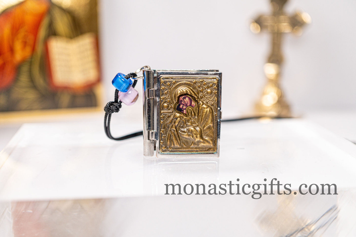 Holy mini book with Orthodox prayer "Πάτερ ημών" Lord's prayer - Our Father and saint's icons, Gift of faith, hope to someone you care about