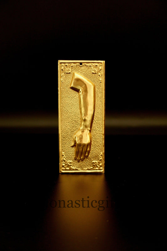 tama votive offering " Left Arm" votive Colored Gold, Byzantine Greek  Eastern Orthodox Promise Icon, Ex Voto