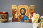 Triptych wooden Icon with the Bust of Jesus Christ ,Greek - Byzantine  Icon.