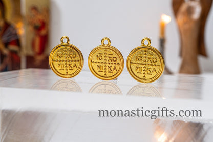 Byzantine Cross ΙϹΧϹ ΝΙΚΑ Gold -Colored Metal Pendant (3 Pcs)- Create Your Unique Jewelry with Constantinato, Konstantinato Jewelry