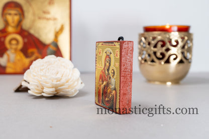 Small Wooden Orthodox icon with amazing details of Virgin Mary (Gorgoipikoos) with Golden and Silver Elements,amazing idea for orthodox gift