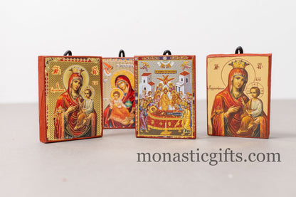 Small Wooden Orthodox icon with amazing details of Holy Trinity, Agia Trias in Golden Leaf ,amazing idea for orthodox gift