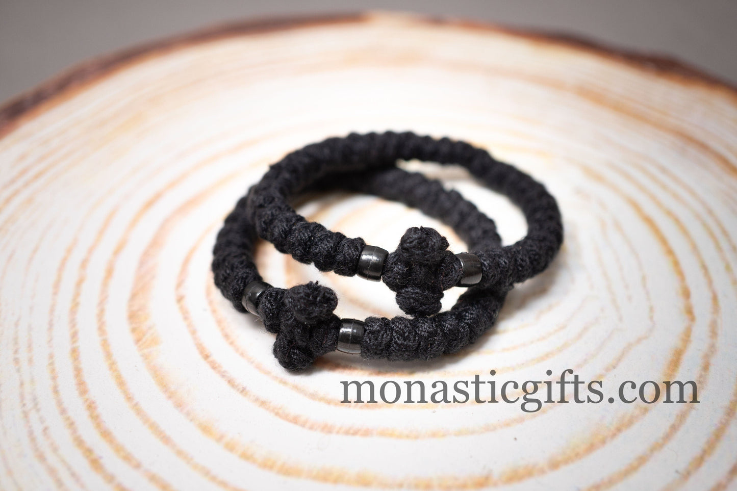 Thick Komboskini made by 100% Wool (the Authentic Monastic) In Black Colour with Black Beads -Prayer Rope -Thick wool with Blue beads -Chotk