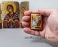 Small Wooden Orthodox icon with amazing details The Annunciation of the Blessed Virgin Mary, in Golden Leaf ,amazing idea for orthodox gift