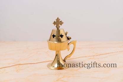 Small Brass Handmade Incense Burner(smooth 100% Brass)-Perfume burner  with handle Christian Artefact With Gifts