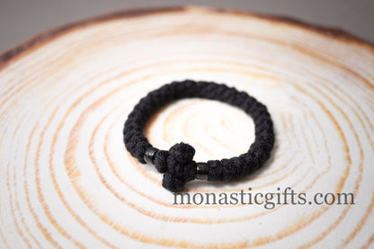 Thick Komboskini made by 100% Wool (the Authentic Monastic) In Black Colour with Black Beads -Prayer Rope -Thick wool with Blue beads -Chotk