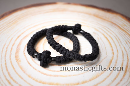 Thick Komboskini made by 100% Wool (the Authentic Monastic) In Black Colour with Black Beads -Prayer Rope -Thick wool with Blue beads -Chotk