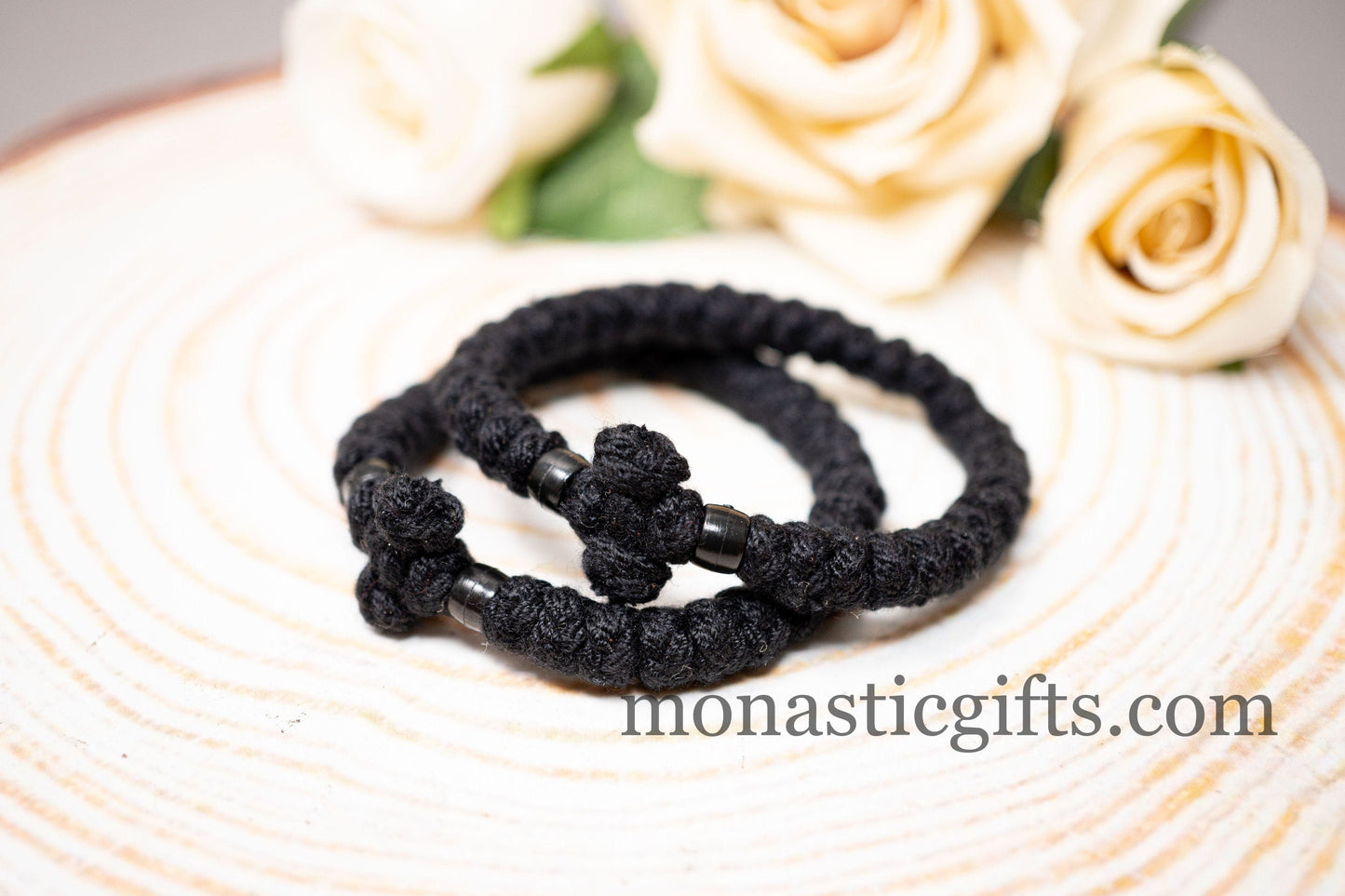 Thick Komboskini made by 100% Wool (the Authentic Monastic) In Black Colour with Black Beads -Prayer Rope -Thick wool with Blue beads -Chotk