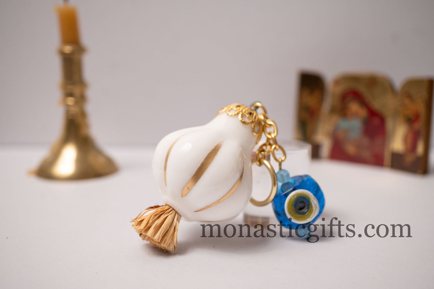 Garlic charm with evil eye Lucky charm.