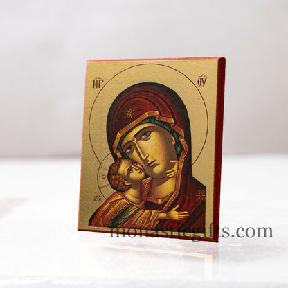 Small Wooden Orthodox icon with amazing details The Bust of Virgin Mary In Golden leaf, wall hanging amazing idea for orthodox gift.