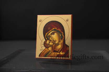 Small Wooden Orthodox icon with amazing details The Bust of Virgin Mary In Golden leaf, wall hanging amazing idea for orthodox gift.