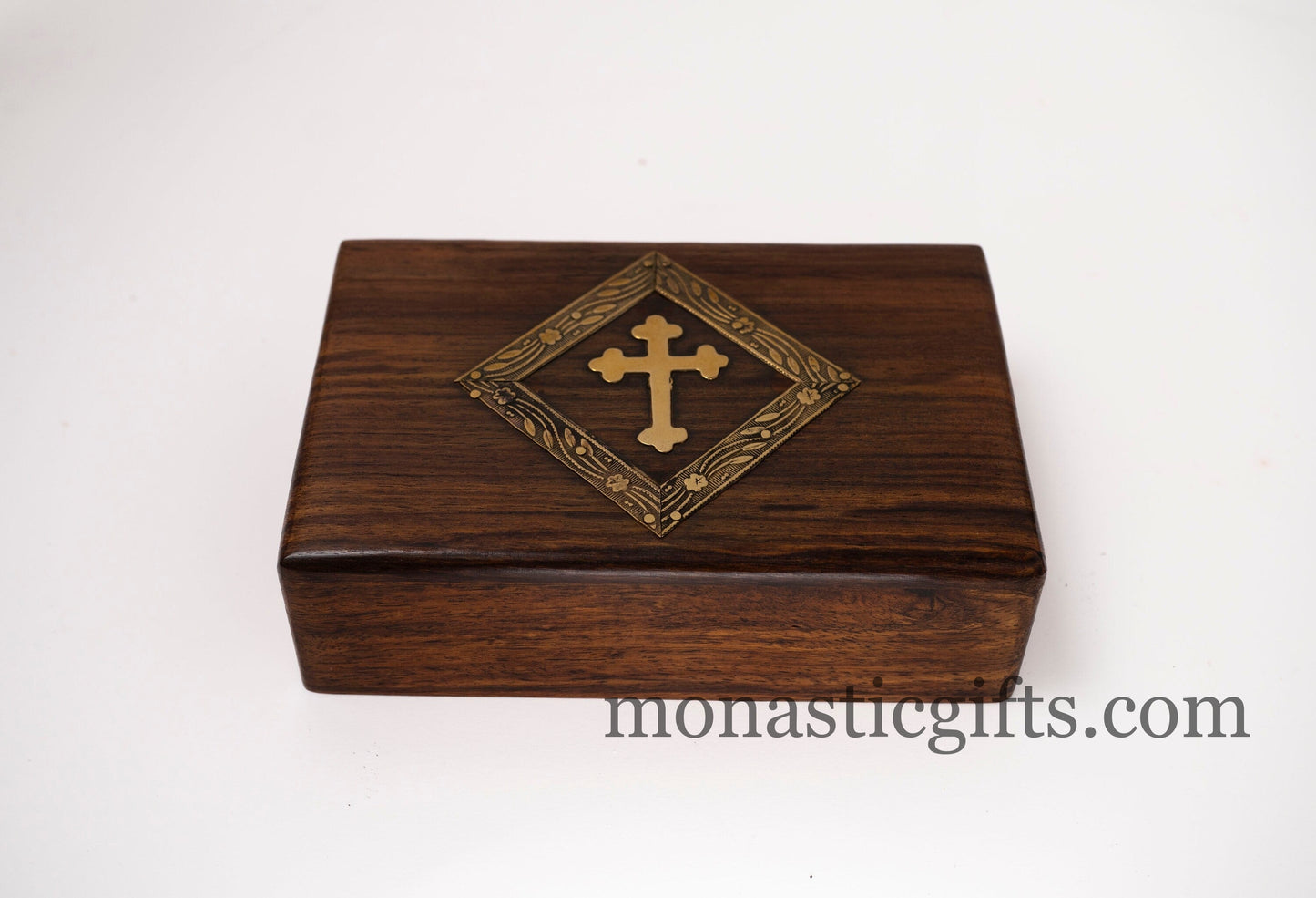 Handmade wooden Box with Christian Cross and metallic elements - - Decorative box - Rustic wood box - Jewelry box