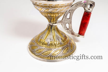 Brass Nickel, Original Heavy Incense Burner (240 - 260gr) Handmade  with handle and free Gifts