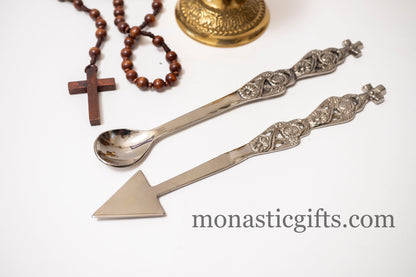 Curved Brass Spear and Tweezer Vintage brass and Nickel (All) Orthodox Church supplie With free Gifts Handmade Church supplies