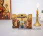 Small Triptych wooden Icon with the crucifixion  and Αngels on the Doors , Greek Orthodox Icon , Home Decor,Orthodox Gift