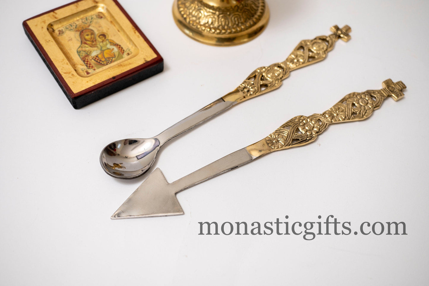 Curved Brass Spear and Tweezer Vintage brass and Nickel Orthodox Church supplie With free Gifts