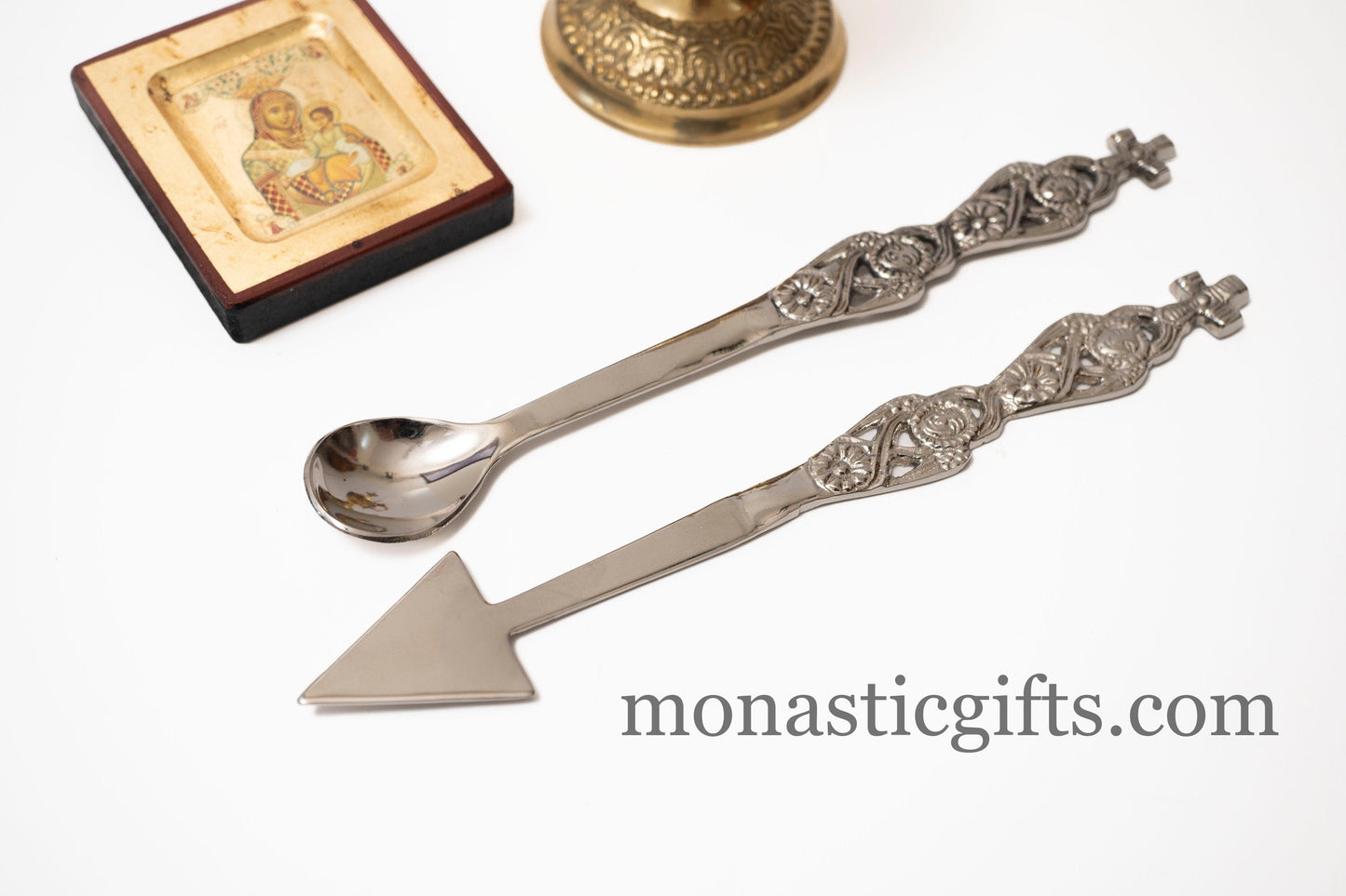 Curved Brass Spear and Tweezer Vintage brass and Nickel (All) Orthodox Church supplie With free Gifts Handmade Church supplies