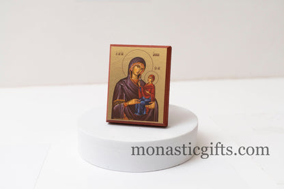 Small Wooden Icon with Saint Anna The Mother of Virgin Mary Icon in Golden Leaf ,amazing idea for orthodox gift