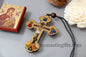 Christian Wooden  Cross with crucifixion and  Rope Cord for Car Rearview Mirror.