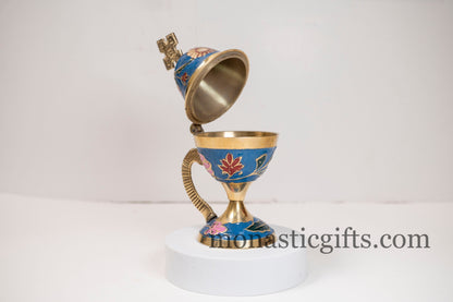 Enamel Coated Brass Incense Burner featuring a blend of Blue and Red hues, Original Burner and Heavy (230gr) Handmade - With free Gifts