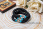 Authentic Greek elastic Komboskini with 33 Knots (1Pcs) In black Color with Cyan Beads from Mount Athos Prayer - Orthodox Gift