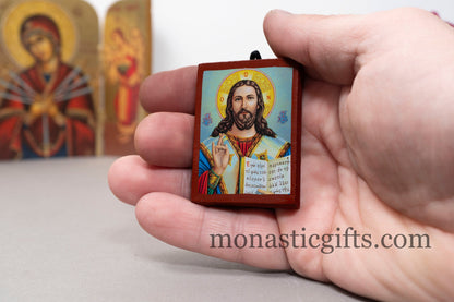 Small Wooden Orthodox icon with Jesus Christ (The Blessed), Neoclassical icon , art wall hanging amazing idea for orthodox gift.