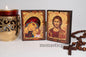 Diptych wooden Icon with the Bust of  Virgin Mary  and  Jesus Christ the Blessing. Greek Orthodox Icon , Home Decor,Orthodox Gift.