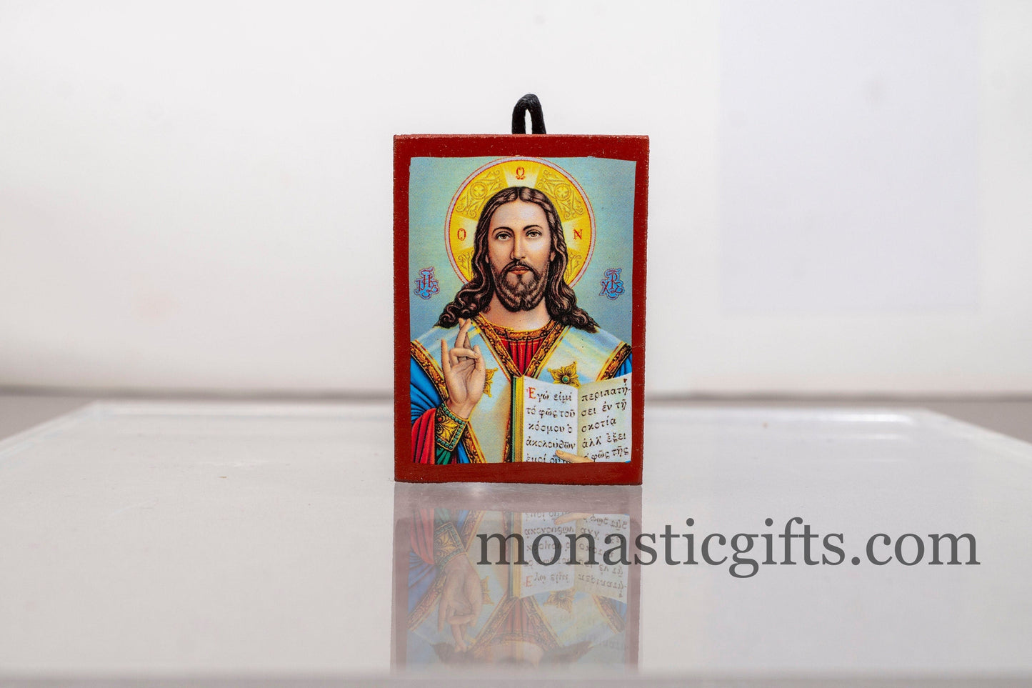 Small Wooden Orthodox icon with Jesus Christ (The Blessed), Neoclassical icon , art wall hanging amazing idea for orthodox gift.