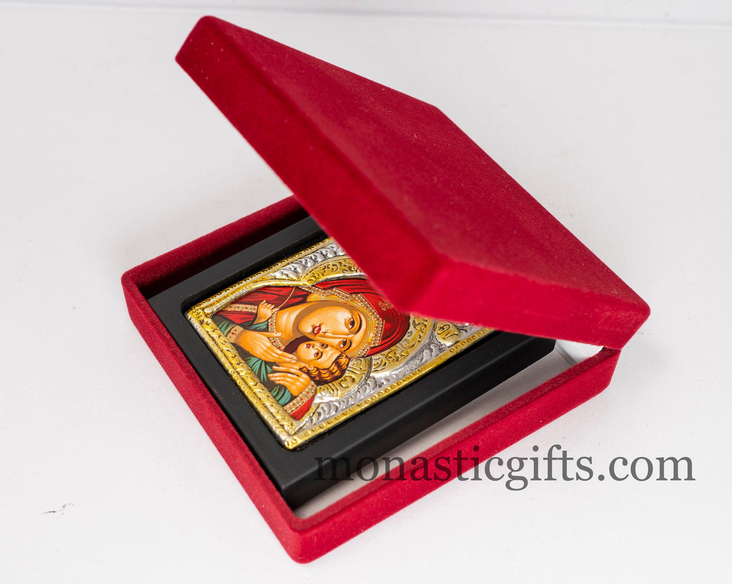 Amazing Icon With Bust of the Virgin Mary Premium Silver (925) with plated Gold Details Encased in Luxurious Velvet Box,A Perfect Gift