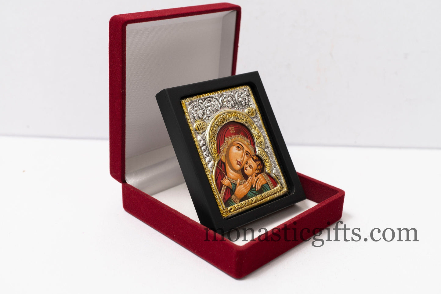 Amazing Icon With Bust of the Virgin Mary Premium Silver (925) with plated Gold Details Encased in Luxurious Velvet Box,A Perfect Gift