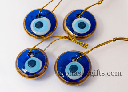 Blue evil eye glass  2Pcs approx 4cm Diametr -  evil eye - glass Greek evil eye-Turkish nazar boncuk a perfect Idea for Gifts Home Decor