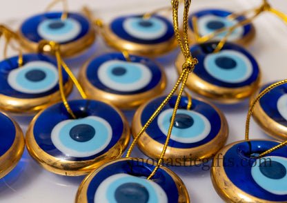 Blue evil eye glass  2Pcs approx 4cm Diametr -  evil eye - glass Greek evil eye-Turkish nazar boncuk a perfect Idea for Gifts Home Decor