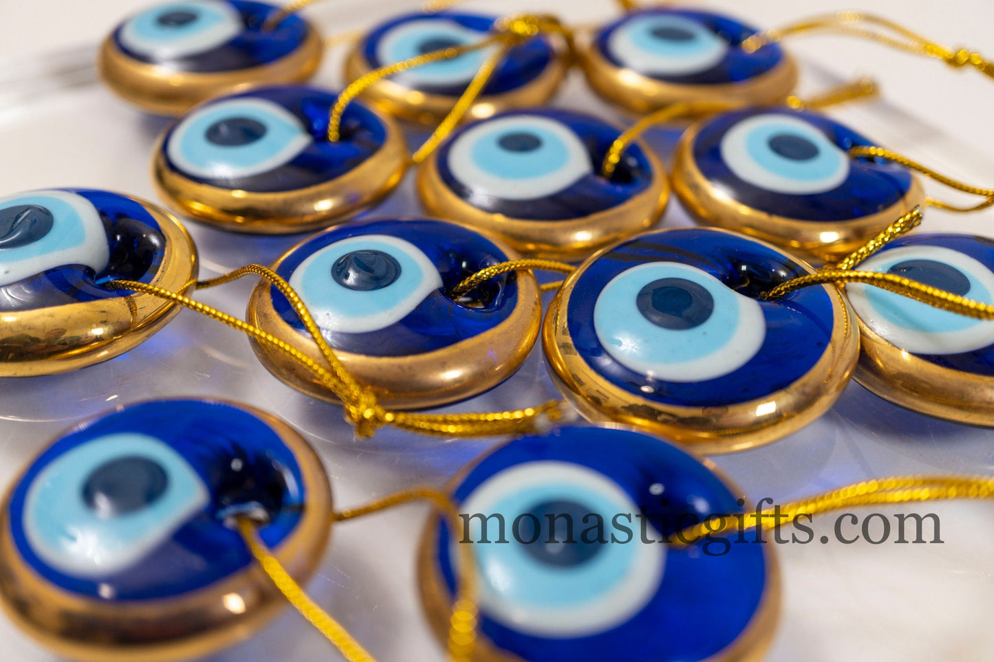 Blue evil eye glass  2Pcs approx 4cm Diametr -  evil eye - glass Greek evil eye-Turkish nazar boncuk a perfect Idea for Gifts Home Decor