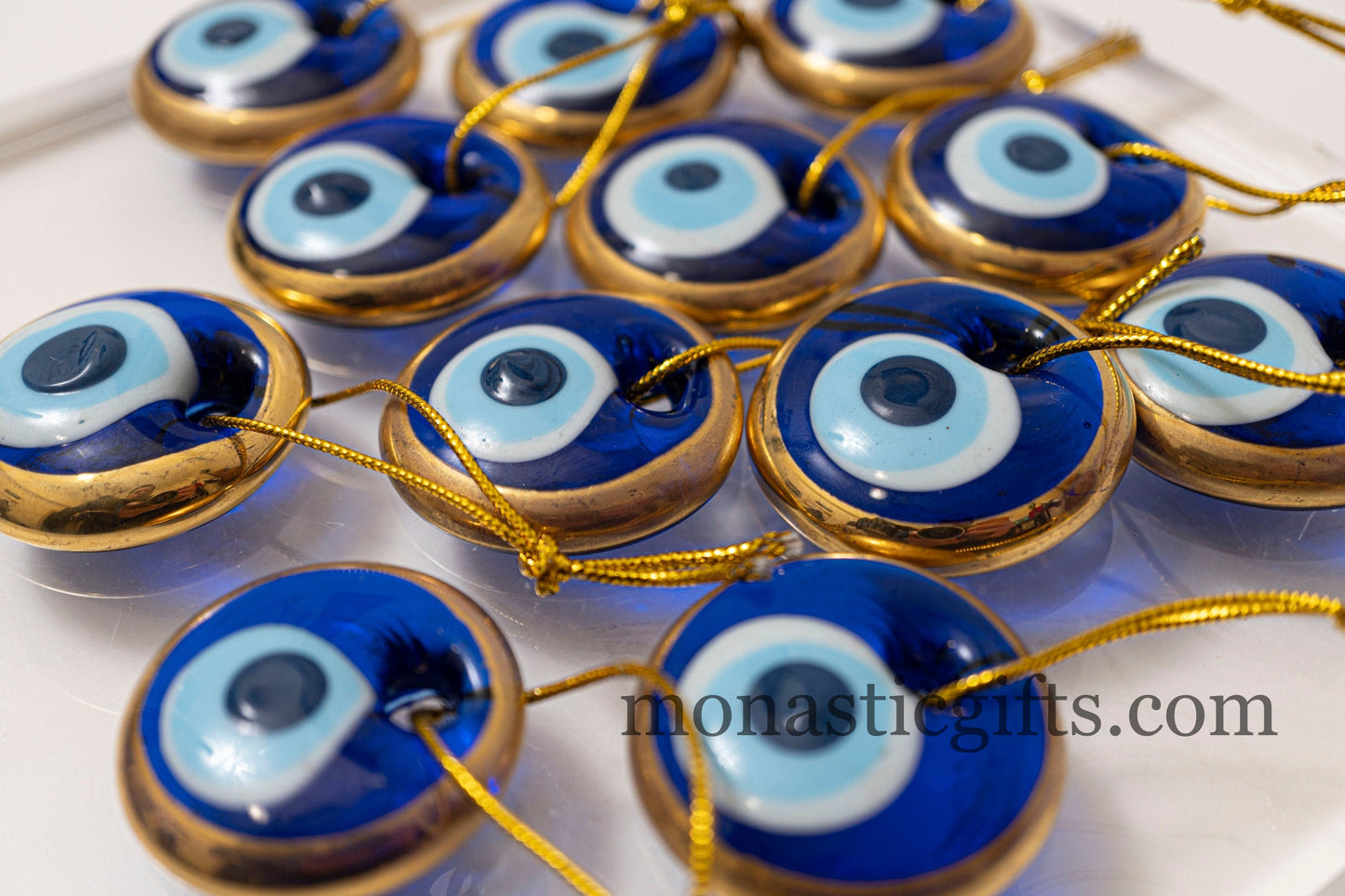 Blue evil eye glass  2Pcs approx 4cm Diametr -  evil eye - glass Greek evil eye-Turkish nazar boncuk a perfect Idea for Gifts Home Decor