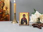 Small Wooden Icon with Saint Marcella Martyr of Chios, Icon in Golden Leaf ,amazing idea for orthodox gift