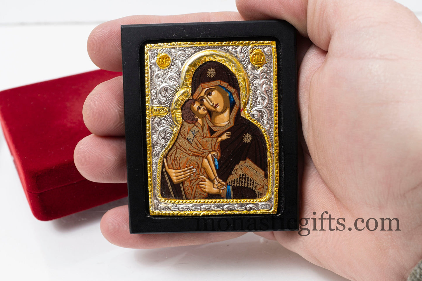 Amazing Icon With Virgin Mary Premium Silver (925) with plated Gold Details Encased in Luxurious Velvet Box,A Perfect Gift