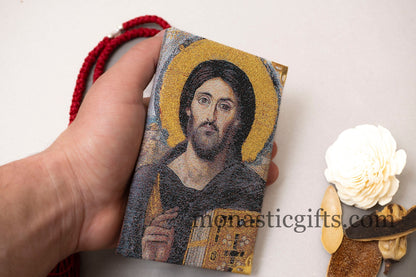 Christian Embroidered Pocket Notebook with the Jesus Christ both sides with thick cover Beauty and Faith in Harmony .