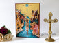 Byzantine wooden Icon in Golden leaf, The Baptism of Jesus Christ icon, Byzantine icon , home gift