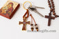 Christian keychain in the shape of a cross , embroidered fabric with the symbols of Jesus Christ ,a perfect Religious Gift .