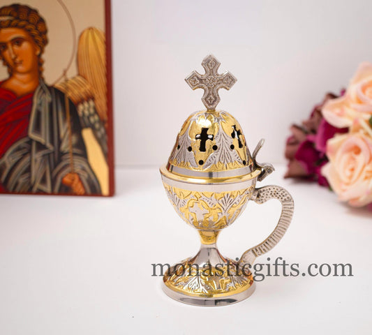 Incense Burner Handmade, Perfume burner with handle Christian Artefact With free Gifts