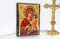 Christian Icon with Virgin Mary Prousiotissa in pure wooden frame Silk Screen Serigraph Icon Based on Byzantine Art wall hanging icon.