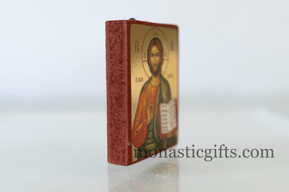 Small Wooden Byzantine icon with Jesus Christ (o Ζωοδοτης - The Life Giver)  In Golden leaf,wall hanging amazing idea for Gift Handmade