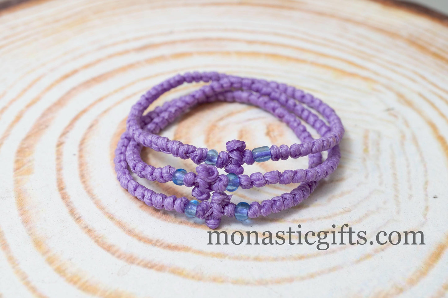 Authentic Komboskini in purple lilac color 1Pcs - Greek Orthodox Prayer Bracelet, Spiritual Prayer Rope -Thread  waxed thin with beads