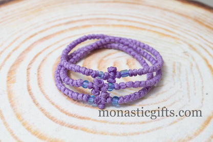 Authentic Komboskini in purple lilac color 1Pcs - Greek Orthodox Prayer Bracelet, Spiritual Prayer Rope -Thread  waxed thin with beads