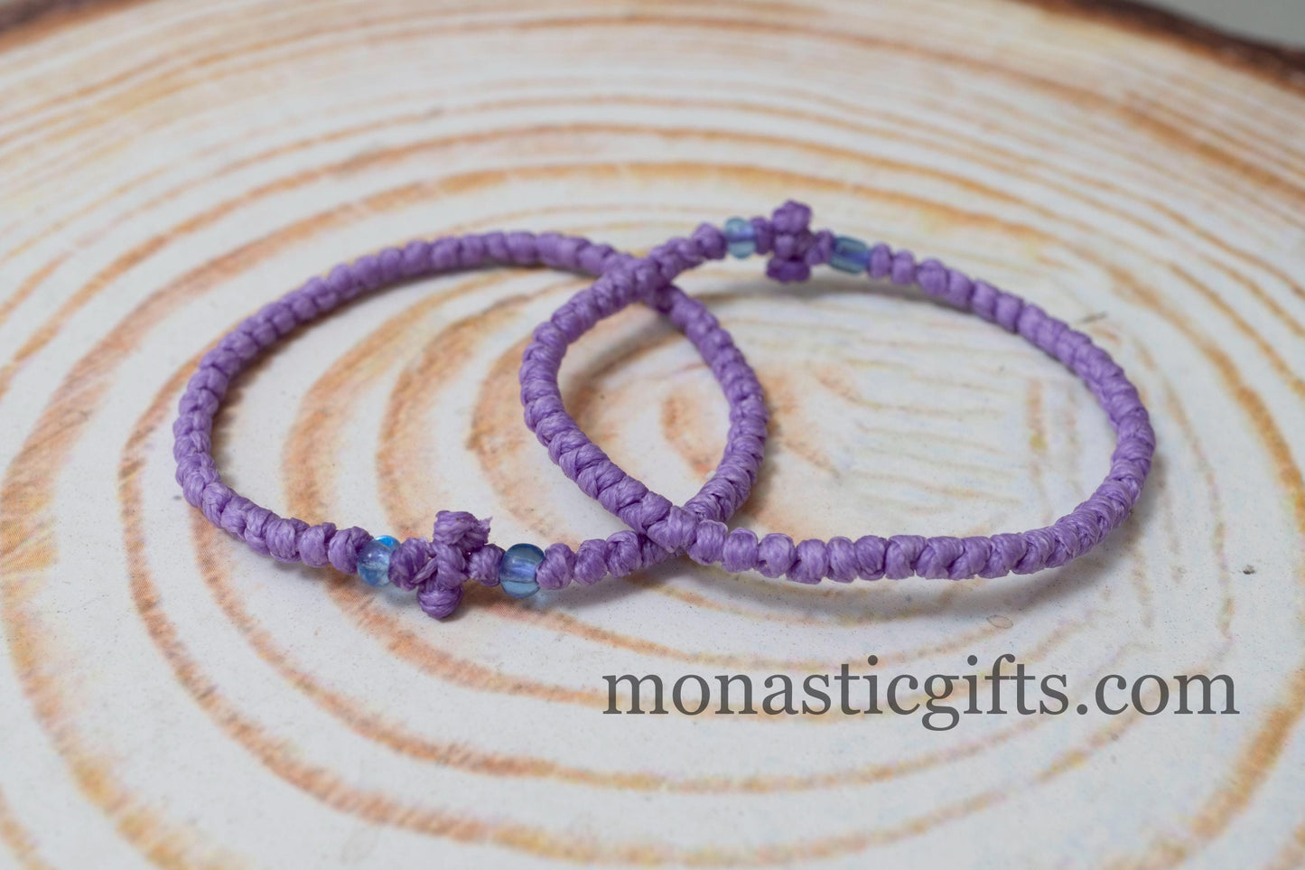 Authentic Komboskini in purple lilac color 1Pcs - Greek Orthodox Prayer Bracelet, Spiritual Prayer Rope -Thread  waxed thin with beads