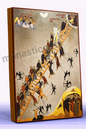 The Ladder of Saint John (The Ladder of Divine Ascent) Byzantine Icon – Handmade Wooden Orthodox Icon on Gold Silk Canvas, Various Sizes
