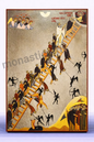 The Ladder of Saint John (The Ladder of Divine Ascent) Byzantine Icon – Handmade Wooden Orthodox Icon on Gold Silk Canvas, Various Sizes