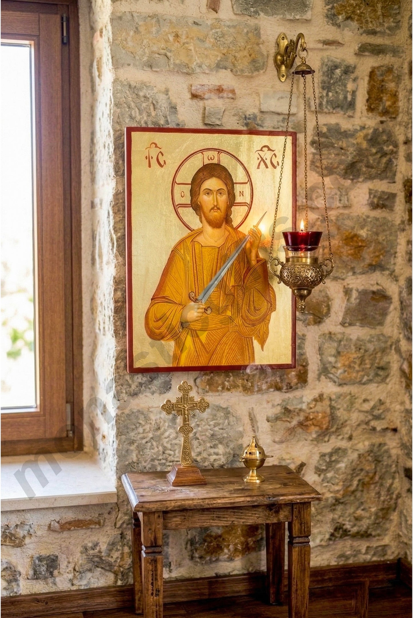 Large Byzantine Icon of Christ "Cutter of Sin" - Genuine Gold Leaf & Certificate