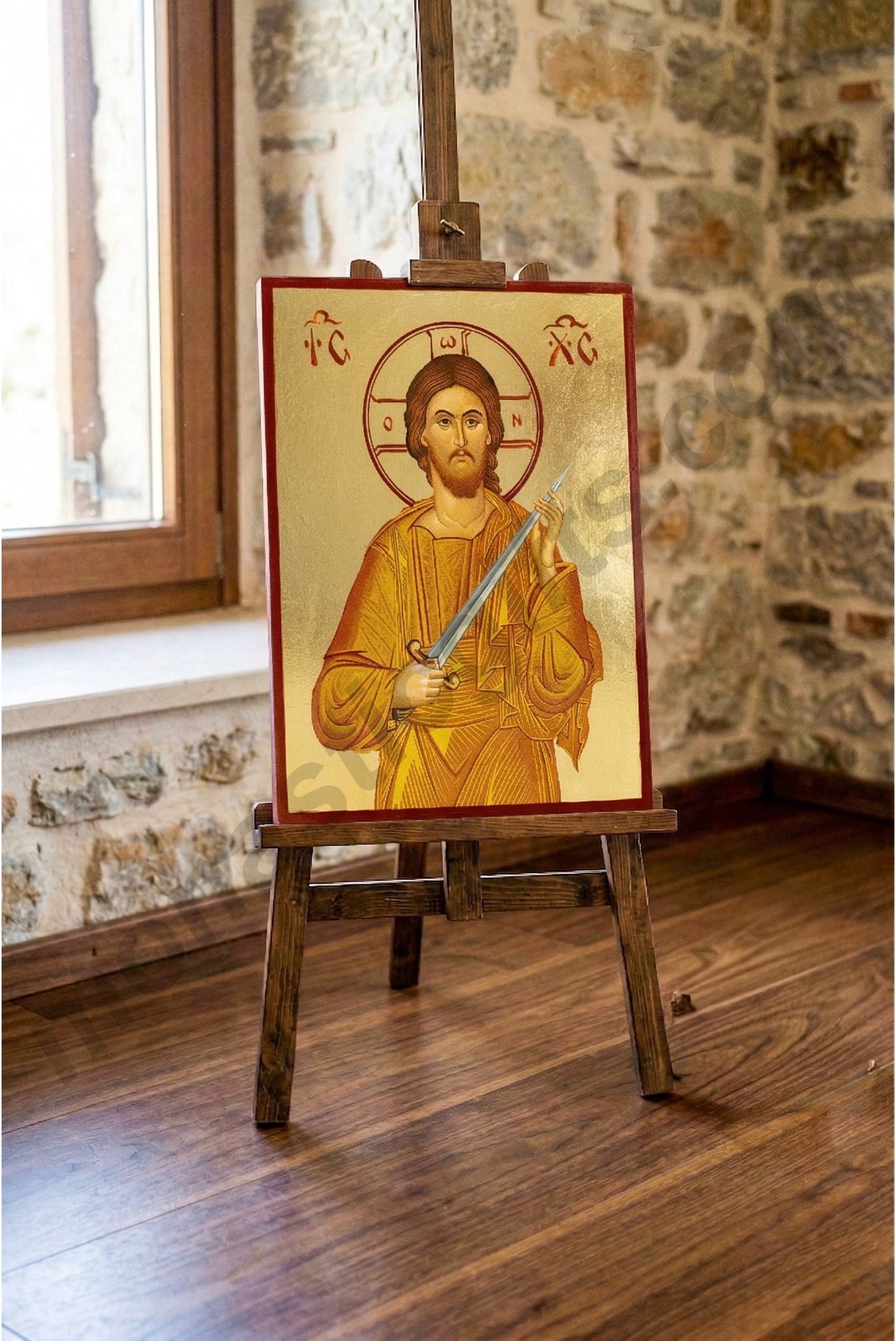 Large Byzantine Icon of Christ "Cutter of Sin" - Genuine Gold Leaf & Certificate