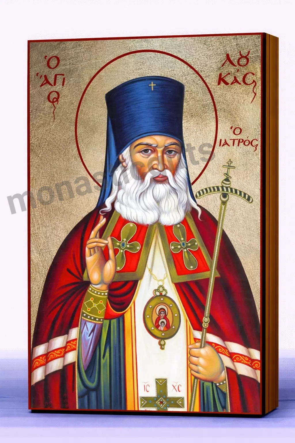 Saint Luke the Evangelist and Physician Byzantine Icon – Handmade Wooden Orthodox Icon on Gold Silk Canvas, Various Sizes